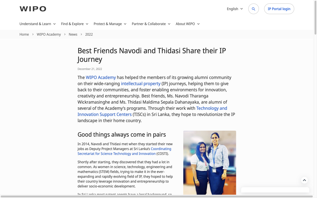 NIA Articles - Best Friends Navodi and Thidasi Share their IP Journey